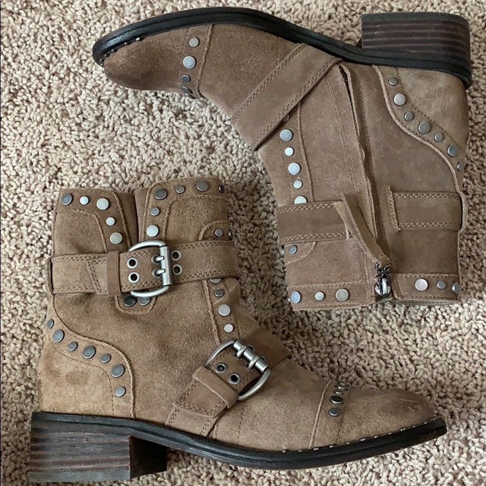 Sam Edelman Taupe Drea Studded Suede Booties 7.5